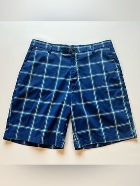 Chaps Golf 78 Men Size 34 Shorts Blue Plaid Pockets Golf Casual Preppy